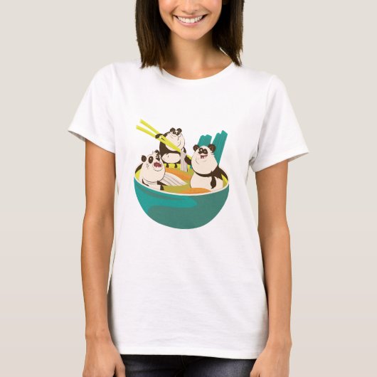 Panda's in Ramen T-shirt (Voorkant)