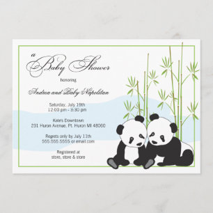 Pandas jumeaux Invitations de douche pour bébé
