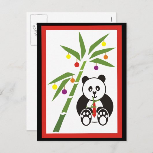 Panda's kerstmaaltijd! feestdagenkaart (Voorkant / Achterkant)