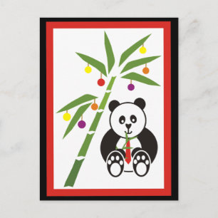 Panda's kerstmaaltijd! feestdagenkaart