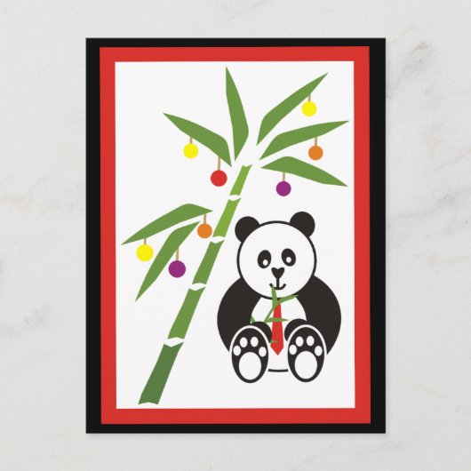 Panda's kerstmaaltijd! feestdagenkaart (Voorkant)