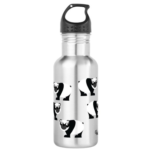 Pandas Kinder waterflacon met naam Waterfles (Voorkant)