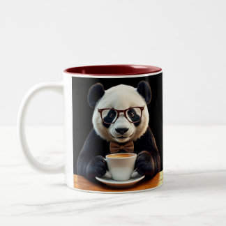 Panda's koffiepauze tweekleurige koffiemok