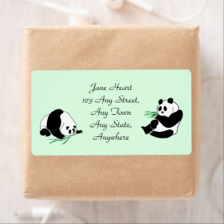 Pandas mignonnes avec pousses de bambou Étiquettes