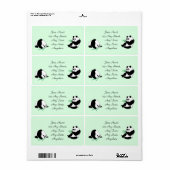Pandas mignonnes avec pousses de bambou Étiquettes (Feuille entière)