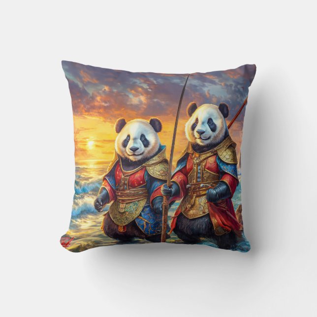 Panda's op het Ready Design van Rich AMeN Gill Kussen (Voorkant)