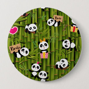 Panda's Patroon 2 Ronde Button 4,0 Cm