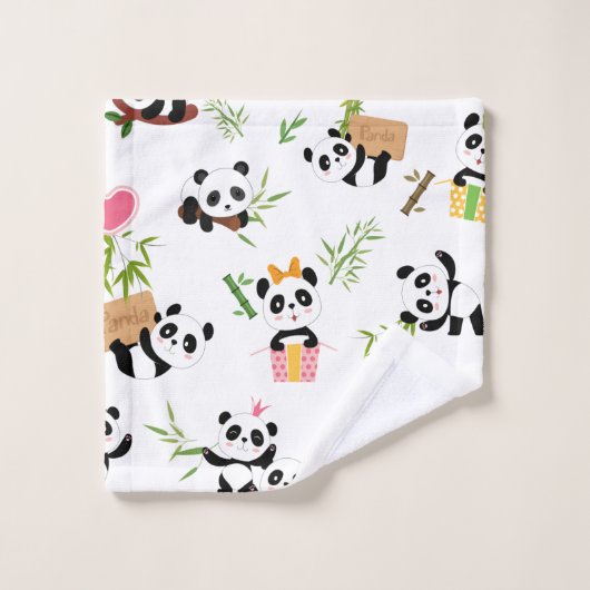 Panda's patroon bad handdoek (Wasdoekje)
