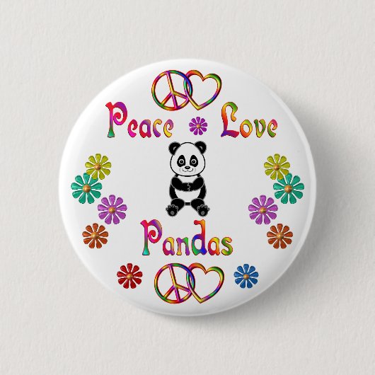 PANDAS PEACE LOVE RONDE BUTTON 5,7 CM (Voorkant)