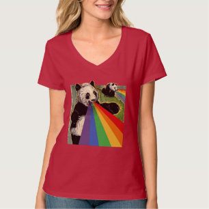 Pandas schiet regenbogen uit hun mond t-shirt
