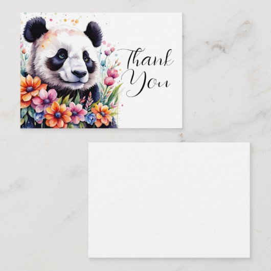 Panda's te midden van bloeiende bloemen dank u notitiekaartje (Voorkant / Achterkant)