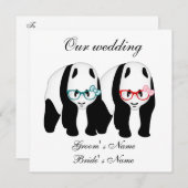 Panda's trouwbril op uitnodiging (Voorkant / Achterkant)