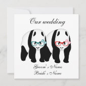 Panda's trouwbril op uitnodiging (Voorkant)