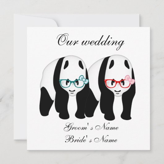 Panda's trouwbril op uitnodiging (Voorkant)