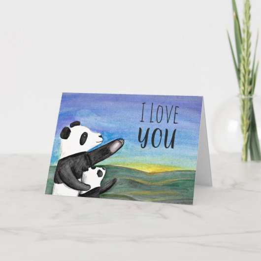 Pandas Twilight Waterverf Kaart (Voorkant)