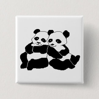 Pandas Vierkante Button 5,1 Cm