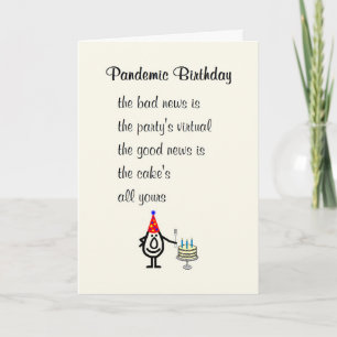 Pandemic Birthday Een grappig gedicht over een gel Kaart