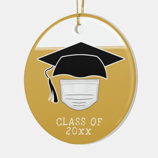 Pandemisch Afstuderen Afdelingskap met gezichtsmas Keramisch Ornament (Links)