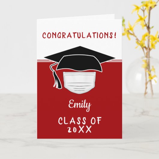 Pandemisch Afstuderen Afstuderen Pet met gezichtsm Kaart (Gele Bloem)