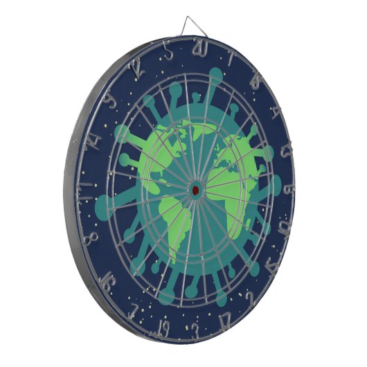 Pandemisch (virusdeeltjes) (virale infectie) dartbord (Voorkant Links)