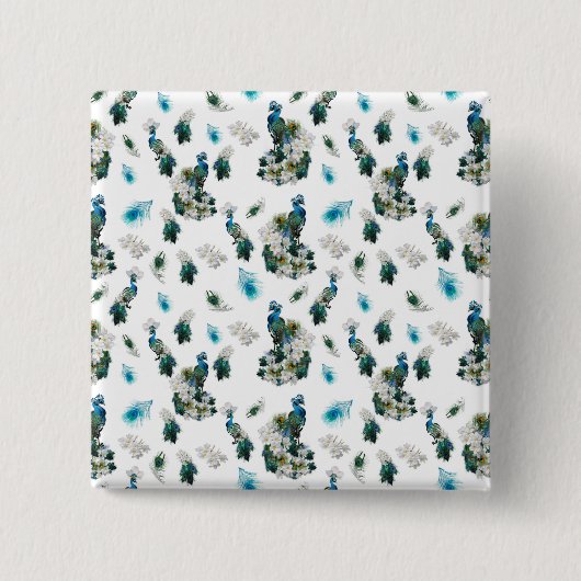 Panden op een wit draaiend patroon vierkante button 5,1 cm (Voorkant)