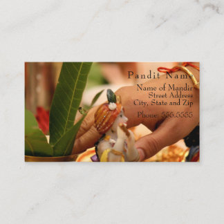 Pandit Contact Card (Temple Location & Services) Contactkaartje