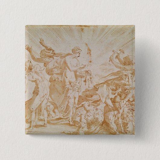 Pandora die de doos opent vierkante button 5,1 cm (Voorkant)