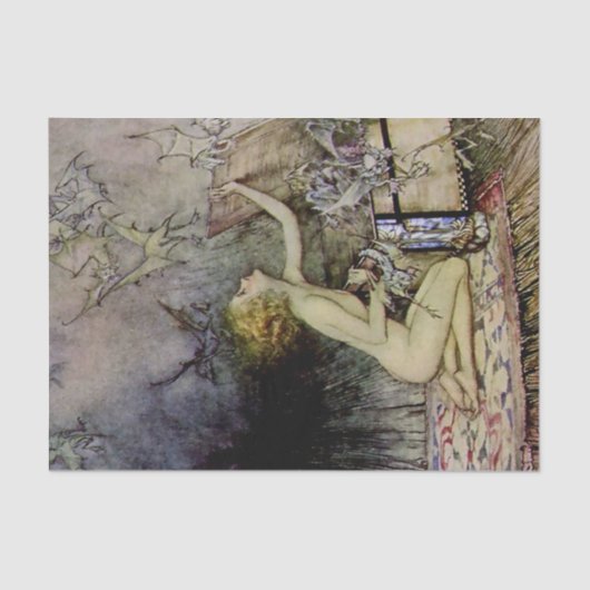 "Pandora Opens the Box" van Arthur Rackham Tissuepapier (Voorkant)