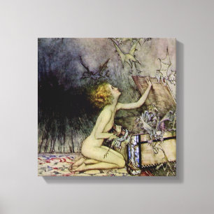 “Pandora opent de doos” door Arthur Rackham Canvas Afdruk