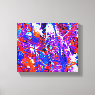 Pandoras Box Rood Blauw Abstract Spatten Canvas Afdruk
