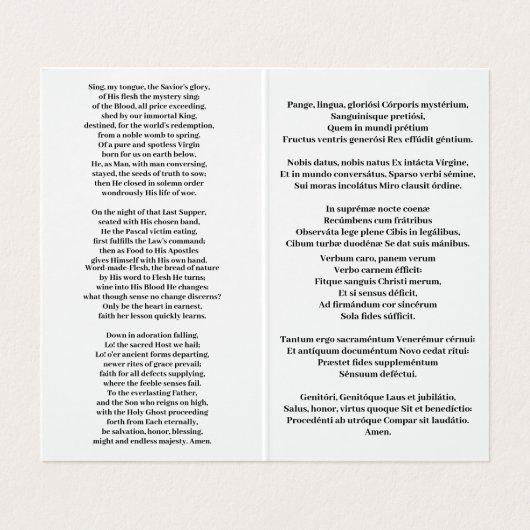 Pane Lingua Gloriosi Visitekaartje (Binnenkant ongevouwen)