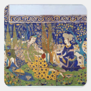 Paneel van geglazuurde aardewerken, Isfahan Vierkante Sticker