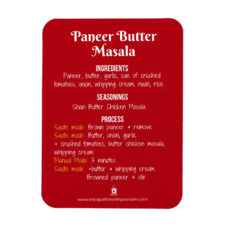 Paneer Butter Masala Receptenmagneet voor Instant  Magneet