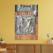 Panel van de linkerdeur, 12e eeuw (bronz) canvas afdruk (Insitu (Woonkamer))