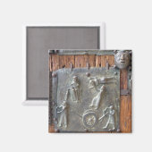 Panel van de linkerdeur, 12e eeuw (bronz) magneet (Voorkant / Achterkant)