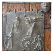 Panel van de linkerdeur, 12e eeuw (bronz) tegeltje (Voorkant)