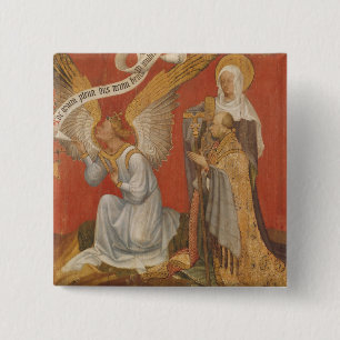 Panel van een diptych die de Angel weergeeft Vierkante Button 5,1 Cm