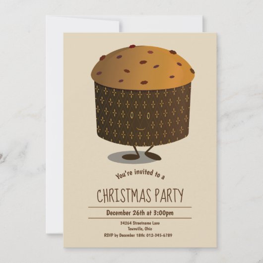 Panettone Caractère Noël Fête Invitation (Devant)