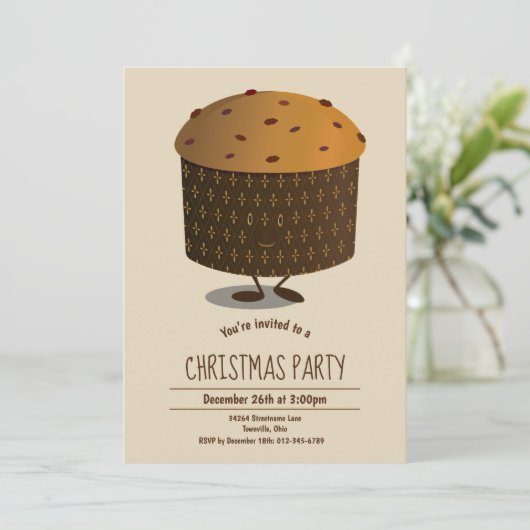 Panettone Caractère Noël Fête Invitation (Debout devant)