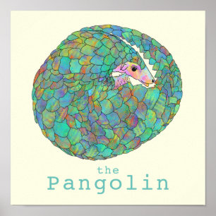 Pangolin bedreigde dieren in het wild Kunst Groen Poster