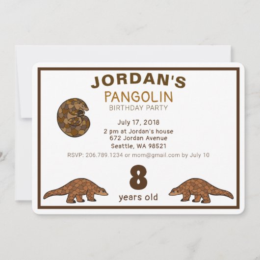 Pangolin Birthday Uitnodiging (Voorkant)
