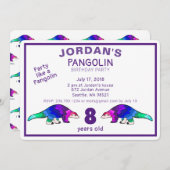 Pangolin coloré Invitation d'anniversaire (Devant / Derrière)