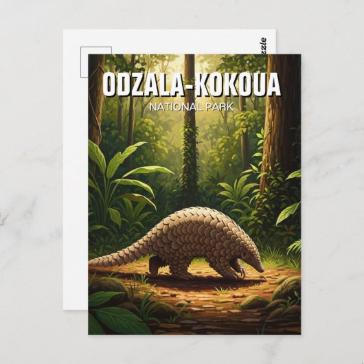 Pangolin in Odzala-Kokoua Nationaal Park Congo Briefkaart (Voorkant / Achterkant)