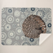 Pangolin Mandala Pewter Sherpa Deken (Voorkant (horizontaal))