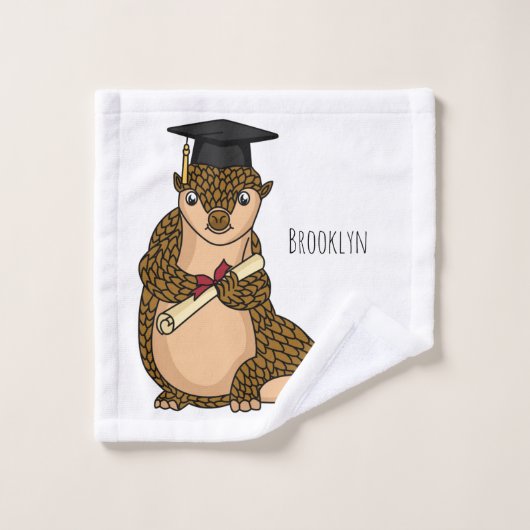 Pangolin mignon diplômé dessin animé (Gant de toilette)