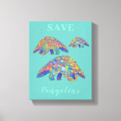 Pangolins slogan blauwgroen opslaan canvas afdruk (Voorkant)