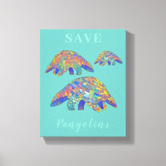 Pangolins slogan blauwgroen opslaan canvas afdruk (Voorkant)