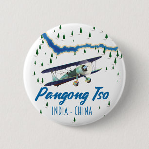 Pangong Tso India China kaartposter. Ronde Button 5,7 Cm