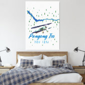 Pangong Tso India China map poster. Canvas Afdruk (Insitu (Slaapkamer))