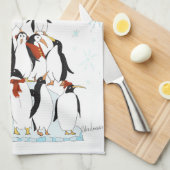 Panguins kerstboom Comic Illustratie Theedoek (Quarter Fold)